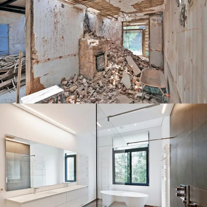 voor en na foto van een renovatie