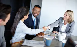 Sales professionals die een hand schudden