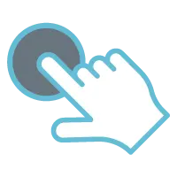 Symbolische weergave van een hand die op een knop drukt